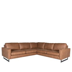 LABEL51 Hoekbank Arezzo – Cognac – Microfiber – 2-Zits + Hoek + 2-Zits