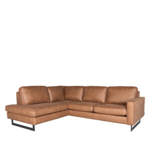 LABEL51 Hoekbank Arezzo – Cognac – Microfiber – Ottomane + 2,5-Zits