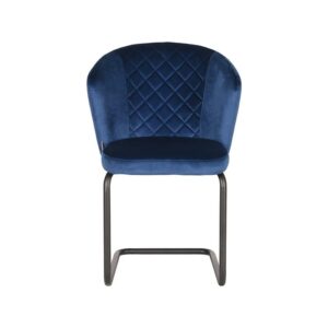 LABEL51 Eetkamerstoel Flow – Blauw – Fluweel