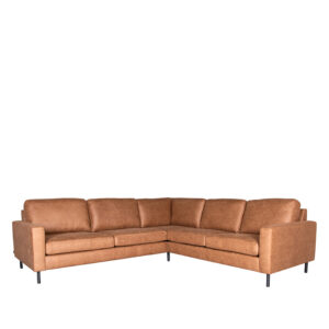 LABEL51 Hoekbank Genua – Cognac – Microfiber – 2-Zits + Hoek + 2-Zits