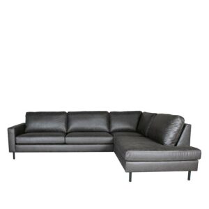 LABEL51 Hoekbank Genua – Antraciet – Microfiber – 2,5-Zits + Ottomane