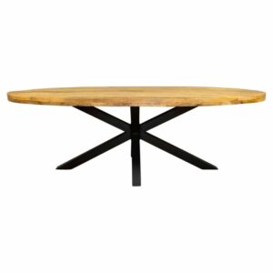 Mangohouten Eettafel ovaal 160cm 6cm dik blad