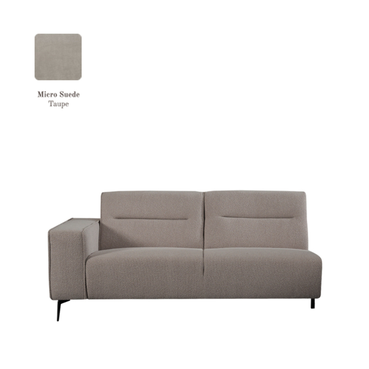 LABEL51 Bank Nero - Taupe - Micro Suede - 2,5-Zits Arm Links Voorstaand - Afbeelding 2
