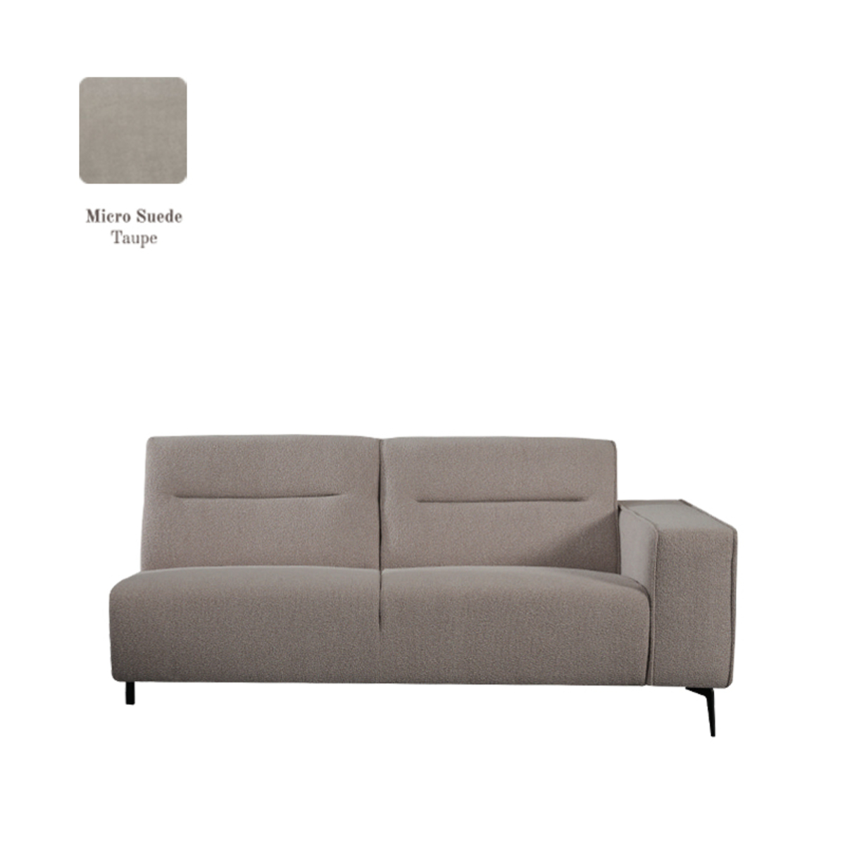 LABEL51 Bank Nero - Taupe - Micro Suede - 2,5-Zits Arm Rechts Voorstaand - Afbeelding 2