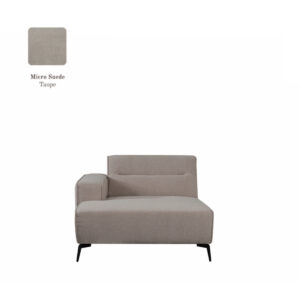 LABEL51 Bank Nero – Taupe – Micro Suede – Longchair Arm Links Voorstaand