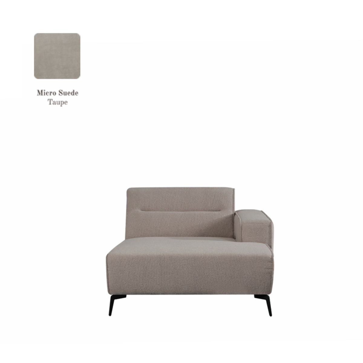 LABEL51 Bank Nero - Taupe - Micro Suede - Longchair Arm Rechts Voorstaand - Image 2