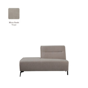 LABEL51 Bank Nero – Taupe – Micro Suede – Ottomane Links Voorstaand
