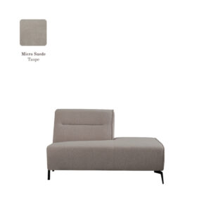 LABEL51 Bank Nero – Taupe – Micro Suede – Ottomane Rechts Voorstaand