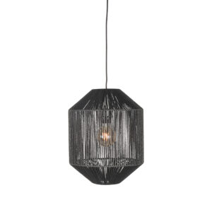 LABEL51 Hanglamp Ibiza – Zwart – Jute – 1-Lichts Cilinder