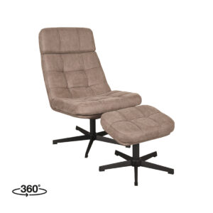 LABEL51 Fauteuil Alvar – Taupe – Boucle – Incl. Hocker