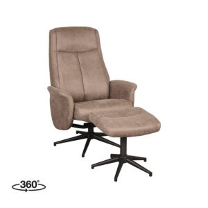 LABEL51 Fauteuil Bergen – Taupe – Micro Suede – Incl. Hocker